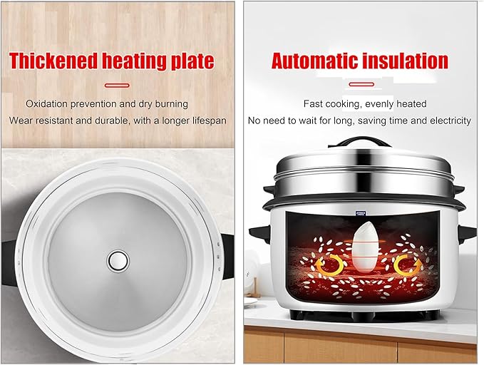 Commercial Rice CookerLarge Capacity 8-45L Rice CookerNon-Stick Inner Potfor Restaurant/Canteen/Hotel/School Rice Cooker18L18L