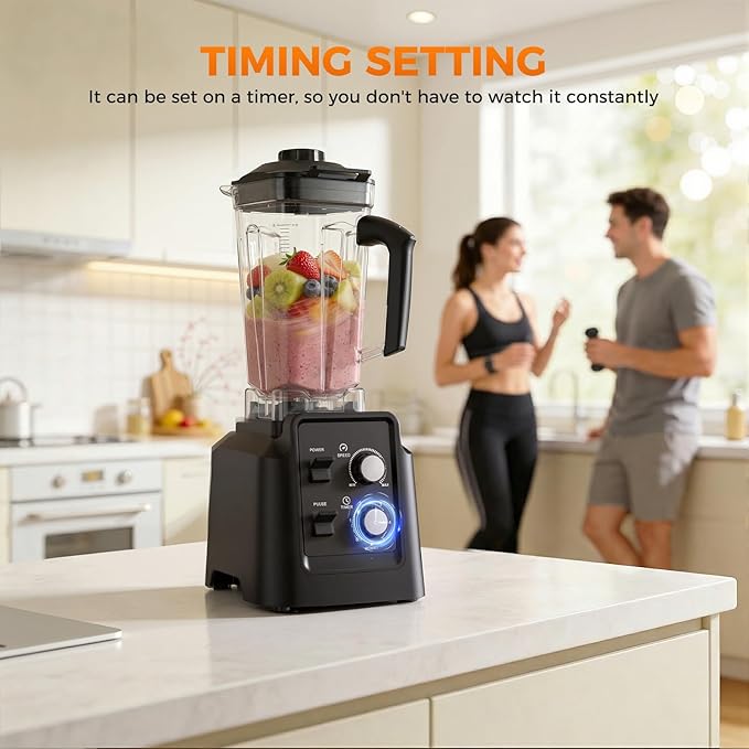 Blender for Smoothies 68oz Countertop Blenders for Kitchen with 20oz Grinder Cup 1800W Smoothie Blender Ice Crushing Frozen Fruit Protein Shake Maker with Timer Self Cleaning Black