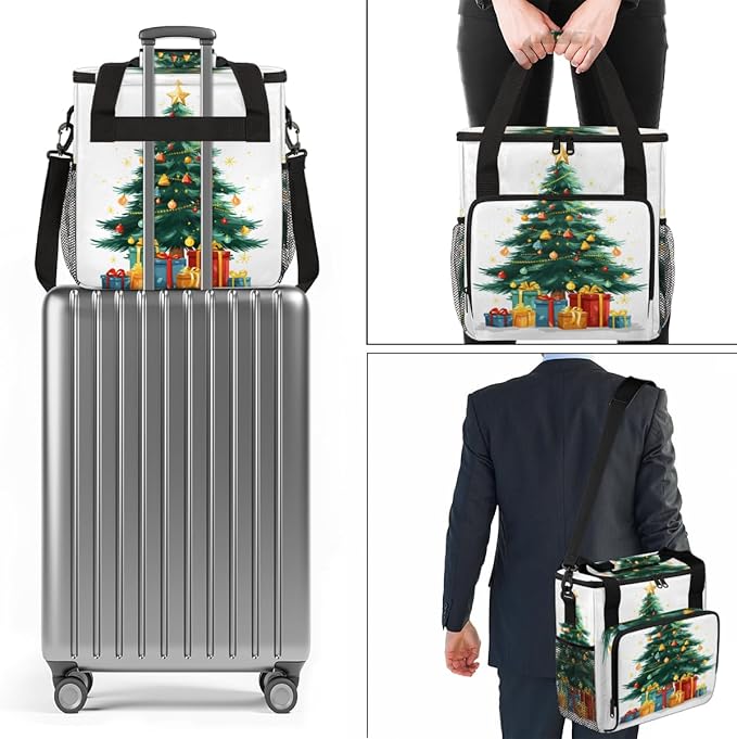Christmas Gift Coffee Maker Carrying Bag Cartoon Tree Travel Storage Bag Compatible with K-Mini or K-Mini Plus Single Serve Coffee Brewer Carrying Case with Multiple Pockets &amp Shoulder Strap