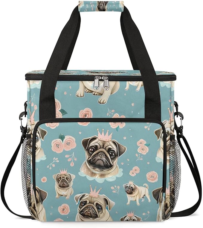 Adorable Dogs Roses Coffee Maker Travel Bag for K-Mini or K-Mini Plus Single Serve Coffee Brewer Portable Storage Tote Case for Tarvel