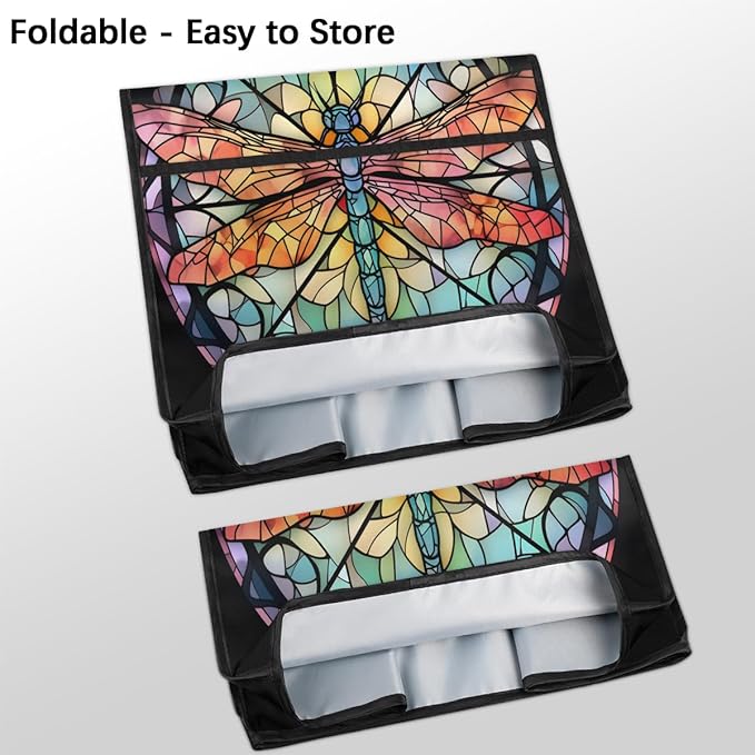 Kitchen Aid Mixer Cover Glass Painting Animal Dragonfly Stand Mixer Cover Compatible with 6-8 Quarts Stand Mixers Dust Covers with Zipper Pocket Foldable Washable Kitchen Aid Organizer Bag