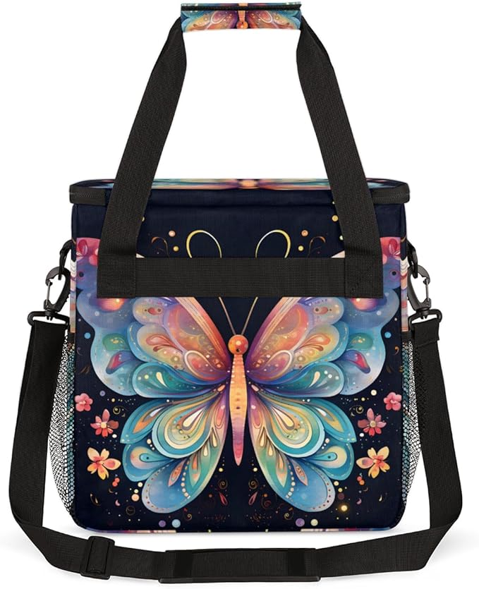 Abstract Butterfly Coffee Maker Carrying Bag Cartoon Butterfly Travel Storage Bag Compatible with K-Mini or K-Mini Plus Single Serve Coffee Brewer Carrying Case with Pockets &amp Shoulder Strap