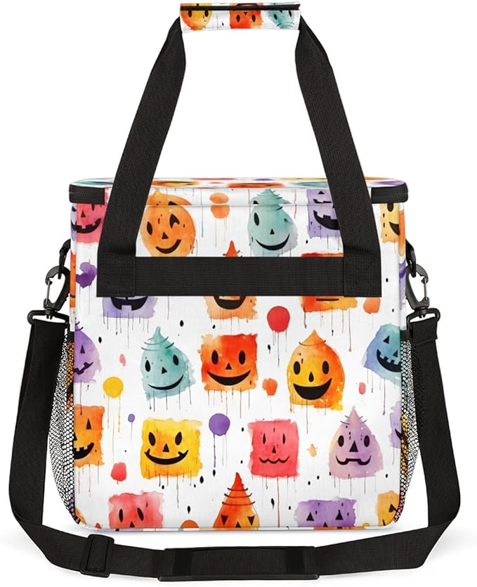 Spooky Ghosts Coffee Maker Carrying Bag Abstract Ghosts Travel Storage Bag Compatible with K-Mini or K-Mini Plus Single Serve Coffee Brewer Carrying Case with Multiple Pockets &amp Shoulder Strap