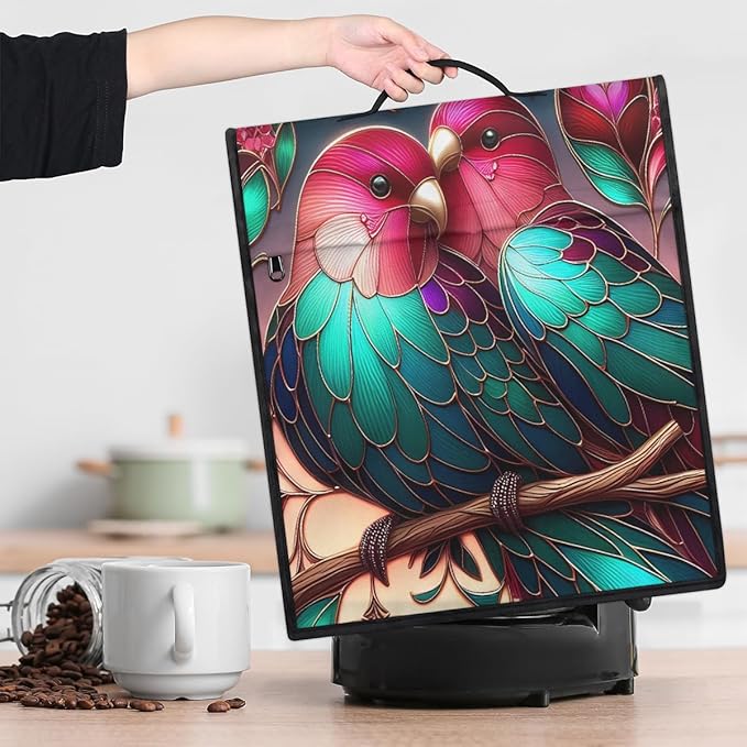 cfpolar Kitchen Aid Mixer Cover Compatible with 6-8 Quarts Bird Flower Glass Painting Stand Mixer Cover Kitchen Aid Mixers Accessories Appliance Organizer Bag Dust Covers with Zipper Pocket