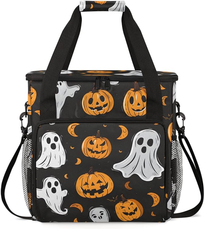 Halloween Pumpkin Coffee Maker Carrying Bag Magical Pumpkin Travel Storage Bag Compatible with K-Mini or K-Mini Plus Single Serve Coffee Brewer Carrying Case with Multiple Pockets &amp Shoulder Str
