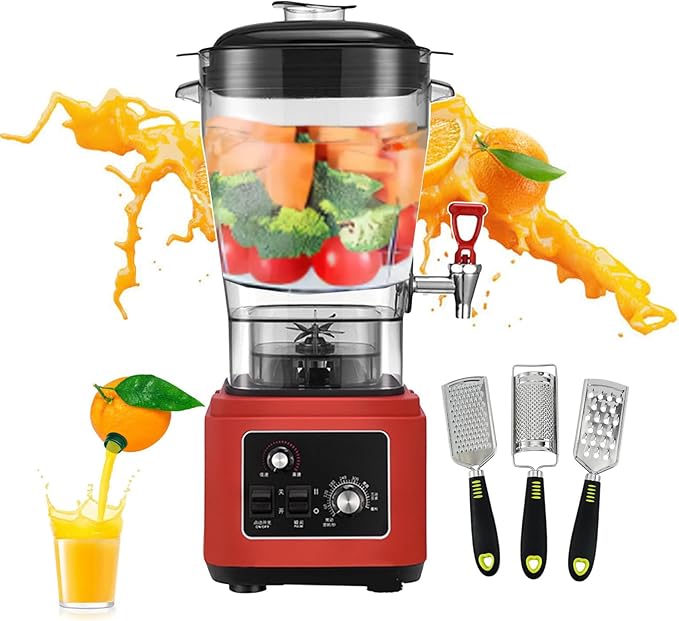 Blenders Juice Extractor Cooking Machine | Food Mill Commercial Juicer With Timer &amp 7 Adjustable Speeds | Electric Beverage Machine Kitchen Mixer For Restaurants(With 3 Graters)19L