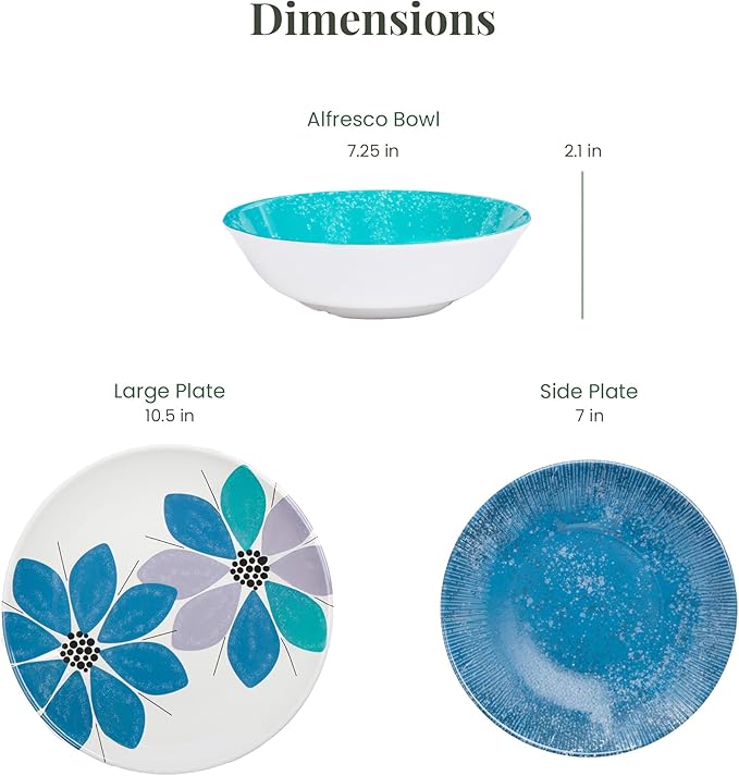 Larder &amp Vine 12-Piece Melamine Dinnerware Set: Durable Lightweight Break-Resistant Plates &amp Bowls – Stylish Non-Toxic Dishwasher Safe – Ideal for Everyday Use Indoor &amp Outdoor Dining