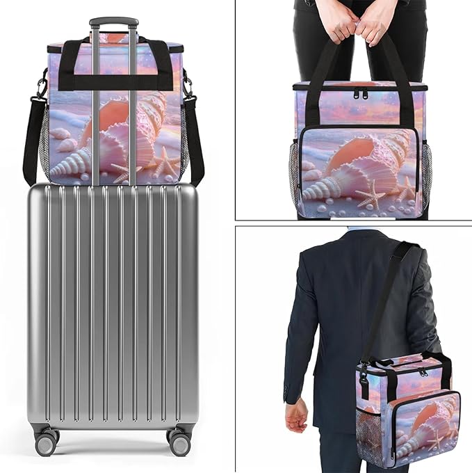 Starfish Coffee Maker Travel Bag Cute Insulated Grocery Bag Travel Picnic Leakproof Cooler Bags With Shoulder Strap