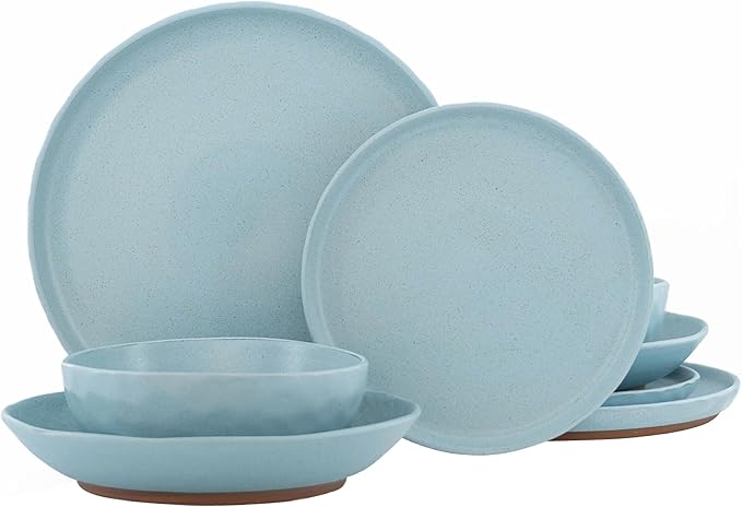 Reactive Glaze Stoneware Dinnerware Set Service for 2 8 Piece Ceramic Plates and Bowls with Deep Pasta Bowls Chip Resistant Microwave &amp Dishwasher Safe