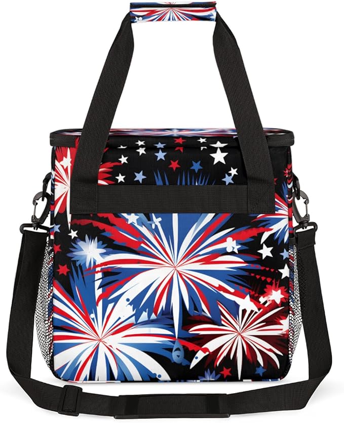 4th of JulySparklers Coffee Maker Carrying Bag Portable Travel Storage Tote Bag Compatible with K-Mini or K-Mini Plus Single Serve Coffee Brewer Carrying Case with Multiple Pockets &amp Shoulder S