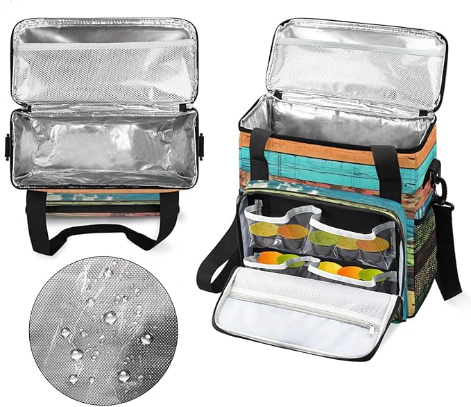 Retro Rustic Wooden Texture Coffee Maker Carrying Bag Travel Storage Bag Compatible with K-Mini or K-Mini Plus Single Serve Coffee Brewer Carrying Case with Multiple Pockets &amp Shoulder Strap