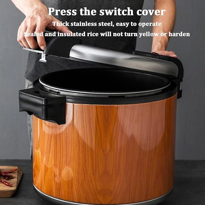 Commercial Rice Warmer(Not Rice Cooker)Constant Temperature 65°CNon-Stick Inner Pot Electric Rice WarmerCommercial 23L Electric Thermal Insulation Pot100W 110V(Color:Stainless Steel Style)