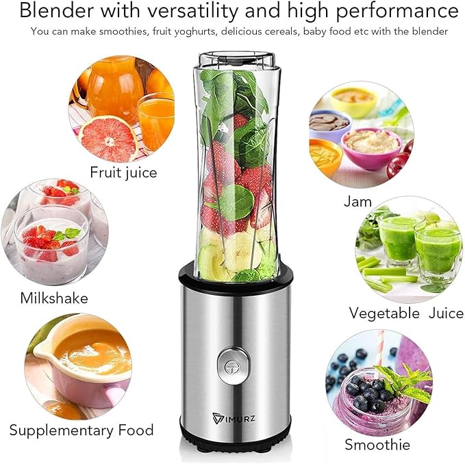 Portable Blender &amp Smoothie Maker Personal Mini Blender Electric Mixer with 2x600ml Blending Bottles for SmoothieMilkshake Fruit and Vegetable Drinks Ice