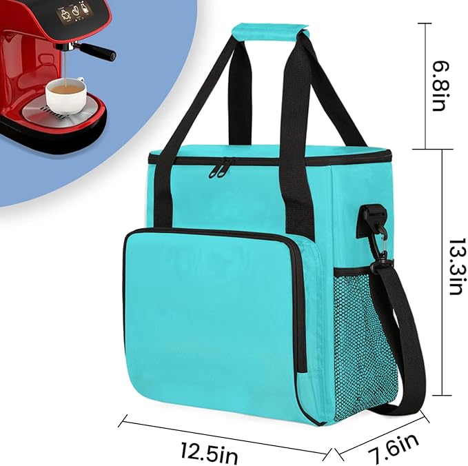 Cyan Coffee Maker Carrying Bag Waterproof Insulated Leakproof Cooler Bag Portable Storage Tote Bag Organizer With Shoulder Strap