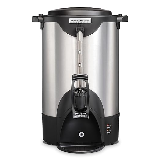 Hamilton Beach Commercial 40 Cup Stainless Steel Coffee Urn Double Wall 120V NSF Certified (HCU040S)