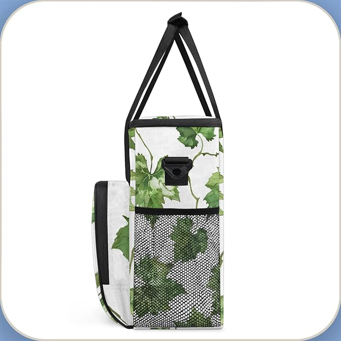 Grape Watercoor Plant Leaves Coffee Maker Carring Bag Large Insulated Storage Organizer Case Tote Bags with Shoulder Strap for Travel Work Picnic