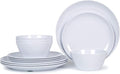 Melamine Dinnerware Set - 12pcs Plates and Bowls for 4Durable Melamine Dishes Set for Everyday Use Lightweight &amp Dishwasher SafeWhite