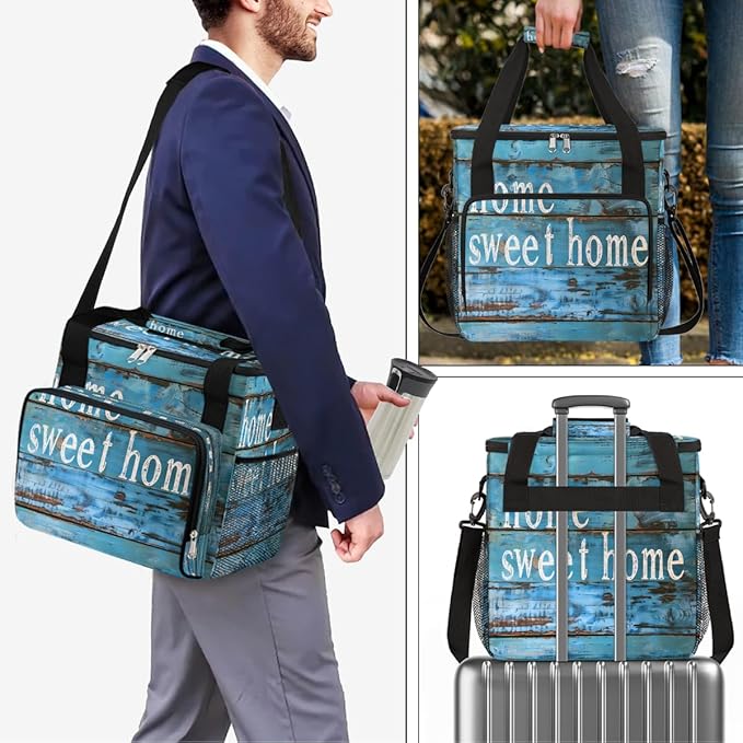 Wooden Board Coffee Maker Carring Bag Travel Carrying Storage Tote Bag Compatible with Keurig K-Mini or K-Mini Plus Portable Single Serve Coffee Brewer Case with Pockets for K-cup Pods