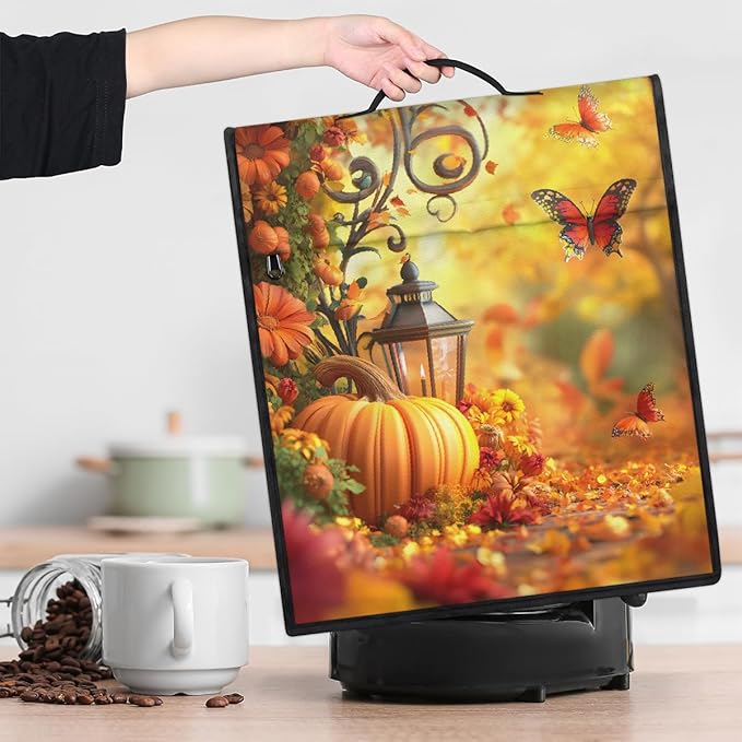 cfpolar Kitchen Aid Mixer Cover Compatible with 6-8 Quarts Pumpkin Butterfly Flower Stand Mixer Cover Kitchen Aid Mixers Accessories Appliance Organizer Bag Dust Covers with Zipper Pocket