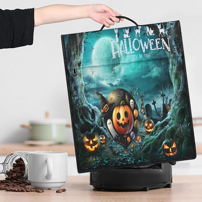 cfpolar Kitchen Aid Mixer Cover Compatible with 6-8 Quarts Halloween Pumpkin Ghosts Green Forest Stand Mixer Cover Kitchen Aid Mixers Accessories Appliance Organizer Bag Dust Covers with Zipper Pocket