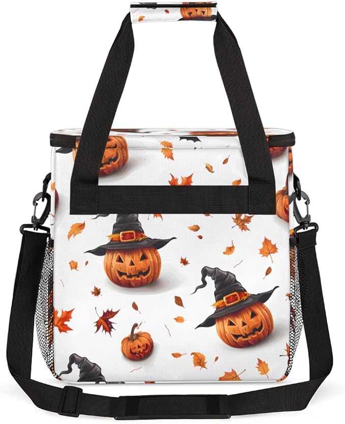 Retro Pumpkin Coffee Maker Carrying Bag Gothic Pumpkin Travel Storage Bag Compatible with K-Mini or K-Mini Plus Single Serve Coffee Brewer Carrying Case with Multiple Pockets &amp Shoulder Strap