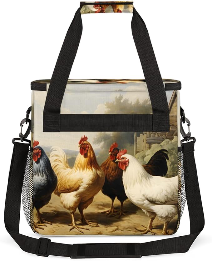 Cock Rooster Coffee Maker Carrying Bag Hen Portable Travel Storage Tote Bag Compatible with K-Mini or K-Mini Plus Single Serve Coffee Brewer Carrying Case with Multiple Pockets &amp Shoulder Strap