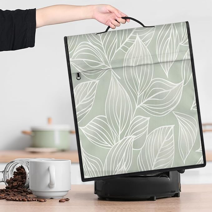 Kitchen Aid Mixer Cover Simple Pattern Green Stand Mixer Cover Compatible with 6-8 Quarts Stand Mixers Dust Covers with Zipper Pocket Foldable Washable Kitchen Aid Organizer Bag