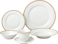 Stylish and Elegant 24 Pieces Porcelain Dinnerware Set Service for 4 People - Georgette Gold