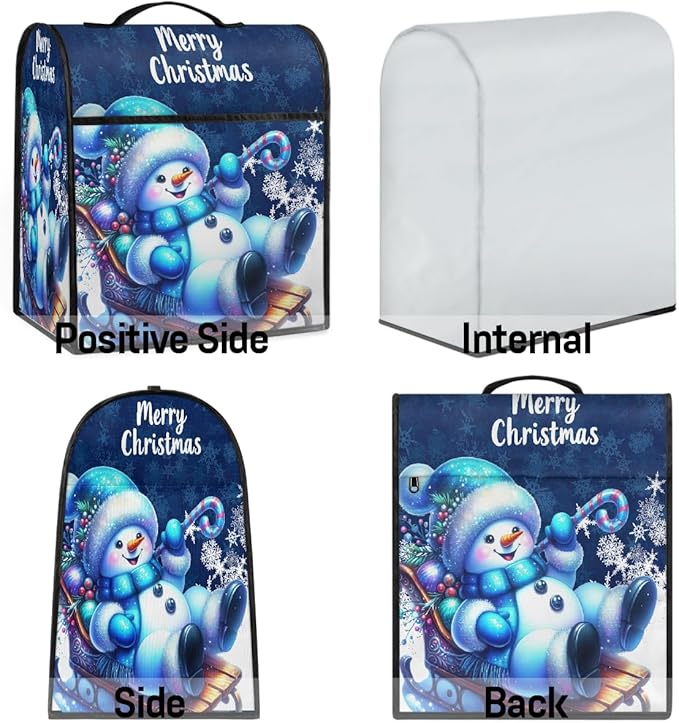 cfpolar Kitchen Aid Mixer Cover Compatible with 6-8 Quarts Christmas Snowman Candy Cane Stand Mixer Cover Kitchen Aid Mixers Accessories Appliance Organizer Bag Dust Covers with Zipper Pocket