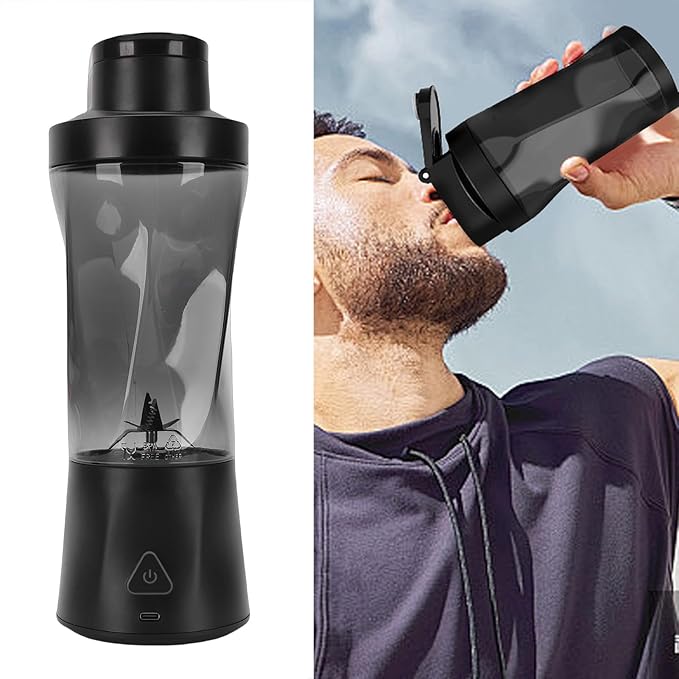 HURRISE Portable Blender Electric Juicer Cup with 6 Cutters 24 oz Capacity with Wide Mouth Lid and Pour Spout for Smoothies Shakes and Frozen Fruits