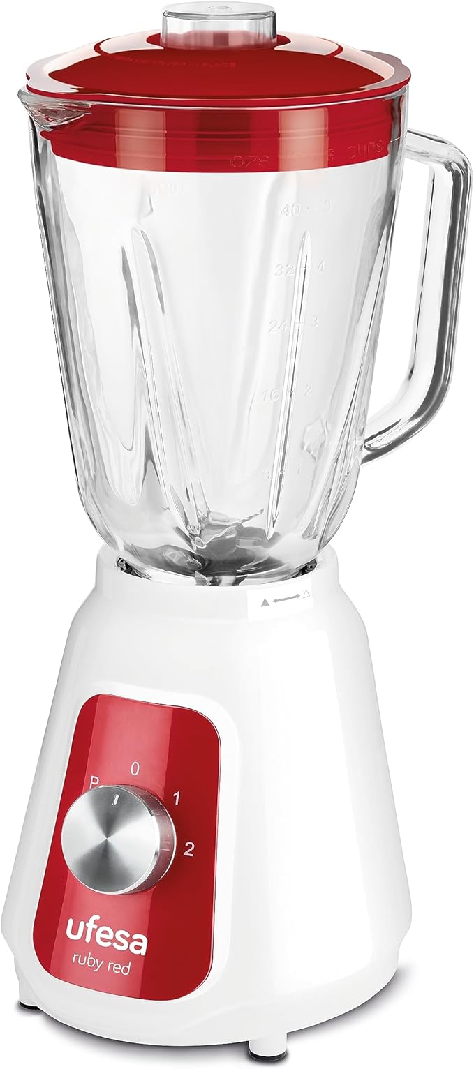 Ufesa BS4717 RUBY RED 500W 1.5L Blender with Airtight Lid 2 Speeds + Pulse 4 Stainless Steel Blades Ruby Red