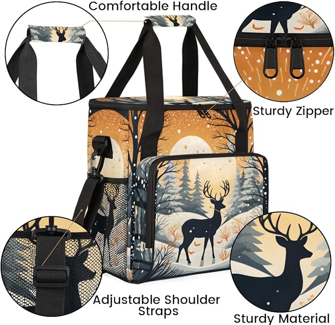 Abstract Elk Coffee Maker Carrying Bag Artistic Elk Travel Storage Bag Compatible with K-Mini or K-Mini Plus Single Serve Coffee Brewer Carrying Case with Multiple Pockets &amp Shoulder Strap