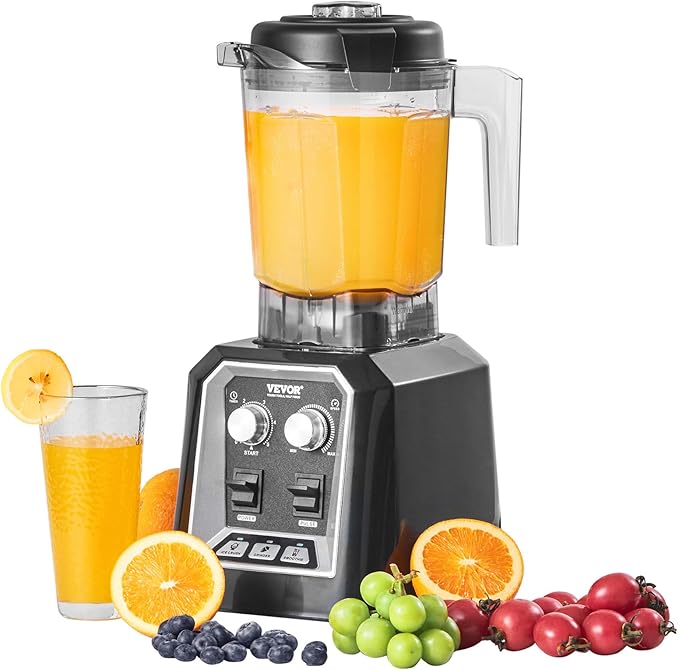 VEVOR Professional Blender Commercial Countertop Blenders 68 oz Jar Blender Combo Stainless Steel 3 Functions for Frozen Drinks Shakes Smoothies Peree and Crush Ice Black