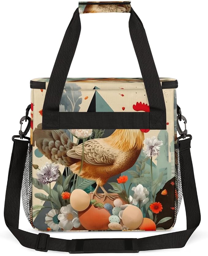 Easter Egg Coffee Maker Carrying Bag Rooster Portable Travel Storage Tote Bag Compatible with K-Mini or K-Mini Plus Single Serve Coffee Brewer Carrying Case with Multiple Pockets &amp Shoulder Stra