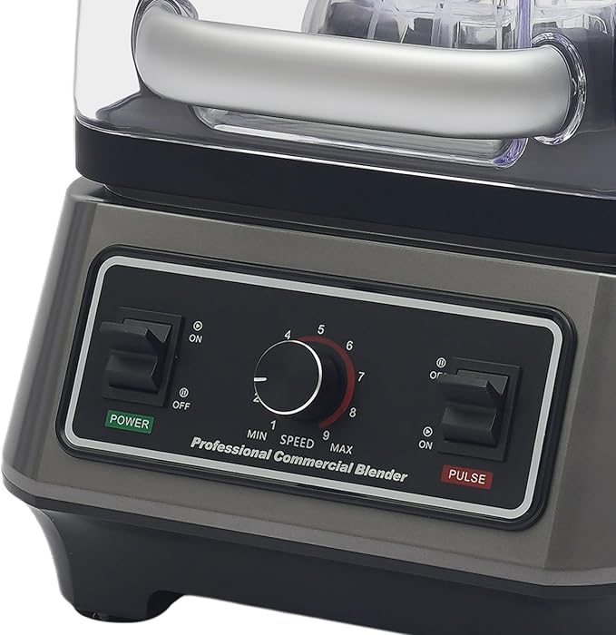 1600W Commercial Blender with Thick Shield 2L Large Capacity Professional Countertop Blending Machine with 9 Speeds 23000 RPM for Smoothies Shakes Grinding Low Noise Restaurant &amp Home Use