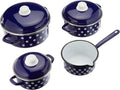 GSW 7-Piece Cooking Pot Set with Dots Blue-white steel enamel plastic