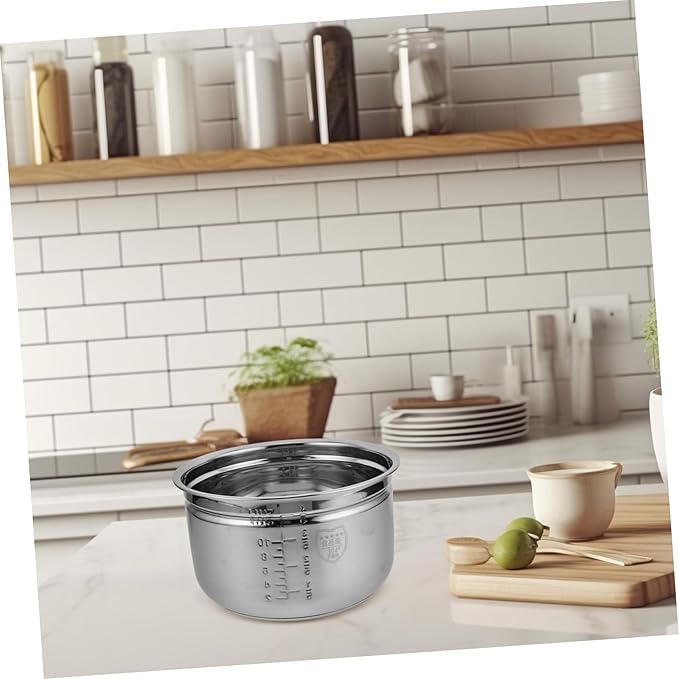 VOSAREA 1set Stainless Steel Inner Pot with Steaming Basket for Electric Pressure Cooker Capacity for Rice Soups Steamed Foods Convenient Draining for Healthier Cooking