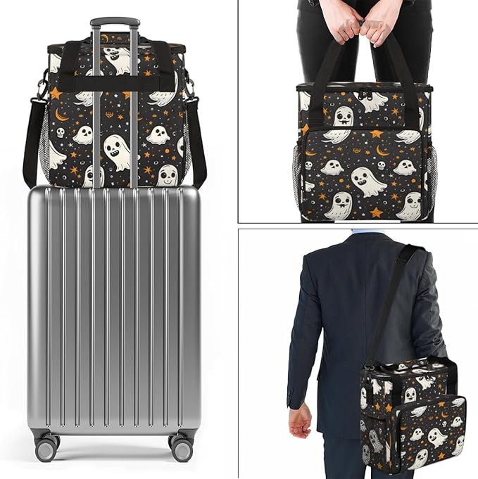 Abstract Pumpkin Coffee Maker Carrying Bag Gothic Star Travel Storage Bag Compatible with K-Mini or K-Mini Plus Single Serve Coffee Brewer Carrying Case with Multiple Pockets &amp Shoulder Strap