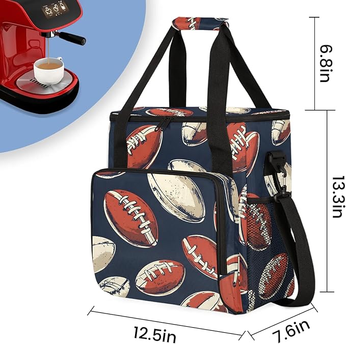 Football Coffee Maker Travel Bag Sports Insulated Grocery Bag Travel Picnic Leakproof Cooler Bags With Shoulder Strap