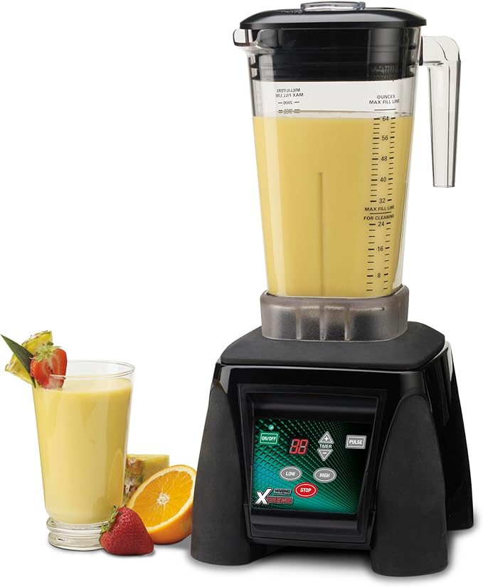 Waring Commercial MX1100XTX 3.5 HP Blender with Electronic Keypad Pulse Function 30 SecondCountdown Timer and a 64 oz. BPA Free Container 120V 5-15 Phase PlugBlack