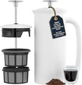 ESPRO P7 French Press Stainless Steel 304 – Patented Double Walled Micro-Filter Insulated French Press Coffee Maker Grit-Free Brew - Heat Resistant BPA Free - Matte White (18oz)