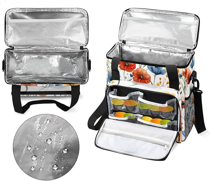 Cheerful Flower Coffee Maker Carrying Bag Portable Travel Storage Tote Bag Compatible with K-Mini or K-Mini Plus Single Serve Coffee Brewer Carrying Case with Multiple Pockets &amp Shoulder Strap