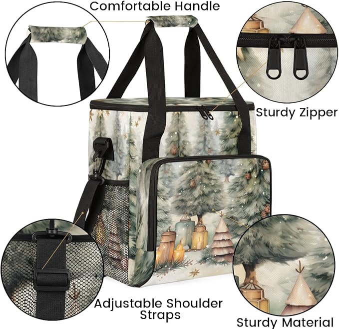 Cute Christmas Tree Coffee Maker Carrying Bag Portable Travel Storage Tote Bag Compatible with K-Mini or K-Mini Plus Single Serve Coffee Brewer Carrying Case with Multiple Pockets &amp Shoulder Str