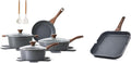 SENSARTE Nonstick Cookware Set 13-PieceStay-Cool Handles9.5 Inch Nonstick Grill PanDurable Skillet