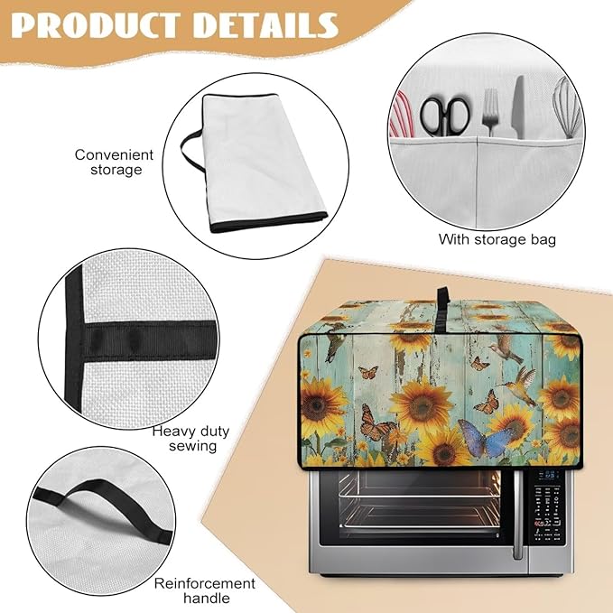 Doojoayie Small Appliance Covers Butterfly &amp Floral Toaster Oven Cover 6 Slice Kitchen Accessory Dust Protector 19.7x16x 10 Compatible with Toaster Machine