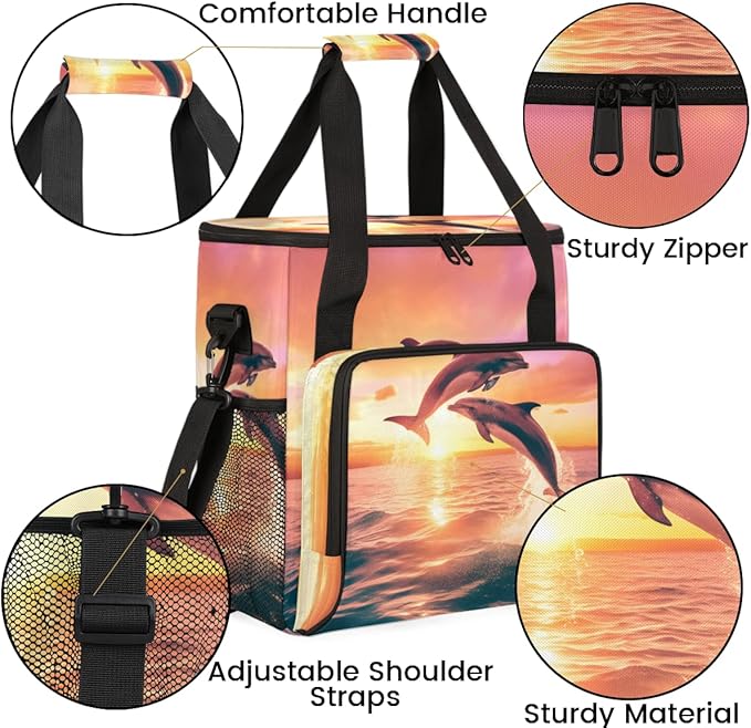 Sunset Dolphin Coffee Maker Carrying Bag Portable Travel Storage Tote Bag Compatible with K-Mini or K-Mini Plus Single Serve Coffee Brewer Carrying Case with Multiple Pockets &amp Shoulder Strap