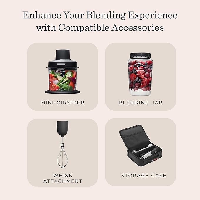 Vitamix 5-Speed Immersion Blender Professional-Grade Hand Blender with 625-Watt Motor and Stainless-Steel Blade Stainless Steel/White