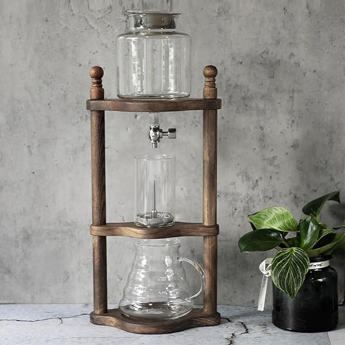 Percolator Coffee Pot Drip Coffee Machine Espresso Cold High Borosilicate Glass Cold Brew Maker 4~6 Servings Ice Drip Coffee Pot W/Adjustable Valve Stainless Steel Stopper for Cafes