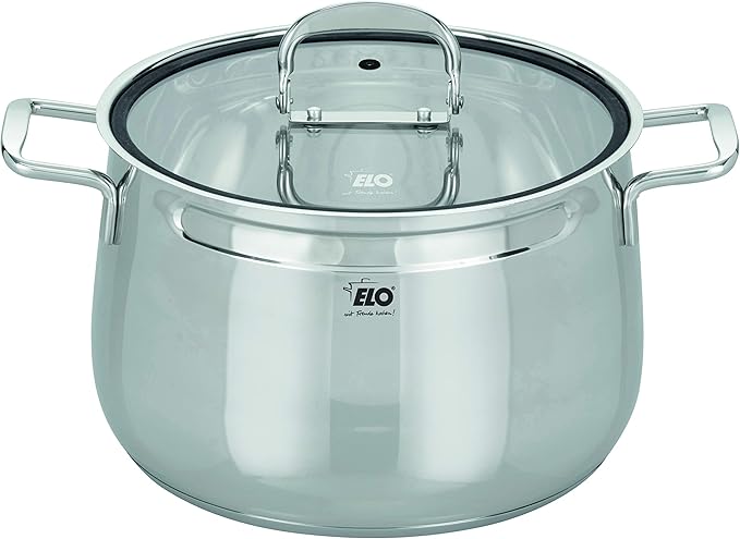 ELO Induction Cookware Set Stainless Steel Ceramic and Gas with Measuring System and Measuring Scale Diameter 160 x 10.5 cm Diameter 20 x 12.5 cm and Diameter 24 x 15.5 cm Set of 3