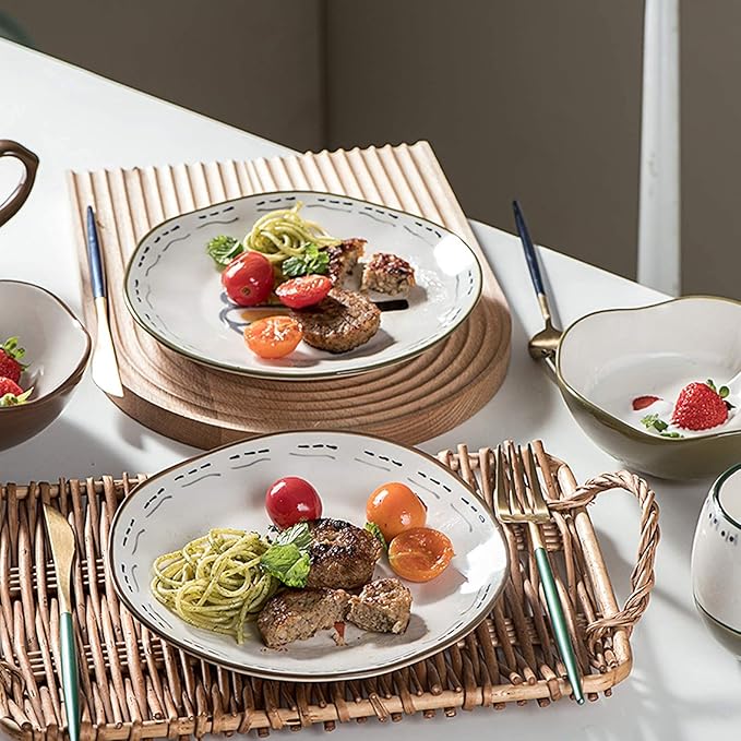 Stylish Dinner PlatesCeramics Dinner Sets 20 Pieces Hand Drawn Vegetable Pattern Porcelain Dinnerware Set